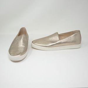Used Birdies The Swift Genuine Leather Gold Metallic Shine Slip On Flat Sneakers